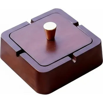 Popelník Bambusový hranatý popelník se zlatým víkem