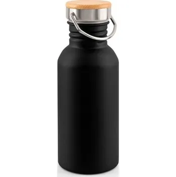 Láhev EWING. Jednostěnná láhev z nerezové oceli (90 % recyklovaná) - Černá, Firemní dárkové předměty s vlastním potiskem