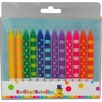 Magnetická kreslící tabulka Narozeninová svíčka 8 cm Puntíky a pruhy 12ks