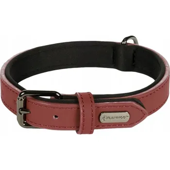 Obojek pro psa Flamingo Binti kožený obojek s neoprenem červený