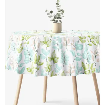 ubrus Kulatý ubrus 100% bavlněné plátno Deluxe - Malované lístky Ø 200 cm