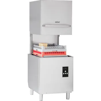 Myčka nádobí asber Kapotová myčka s dávkovačem mycího a leštícího prostředku a odpadovým čerpadlem, koš 500x500 mm, 630x770x1485 mm | ASBER, GEX-H500 B DD