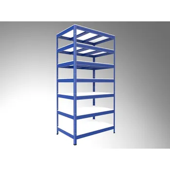 regál Regál do domácnosti Biedrax 45 x 120 x 210 cm, modrý, 7 polic bílé lamino 12mm, nosnost 200 kg na polici