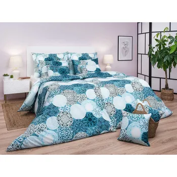 Povlečení DADKA VRACOV Povlečení bavlna Mandala mentol 220x200, 2x 70x90 cm