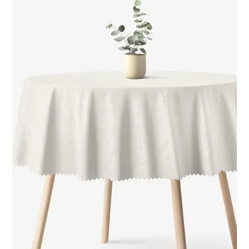 ubrus Sváteční kulatý teflonový ubrus - smetanový s velkými ornamenty Ø 100 cm