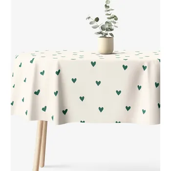 ubrus Oválný ubrus 100% bavlněné plátno - Srdíčka na slonové kosti 120 x 160 cm