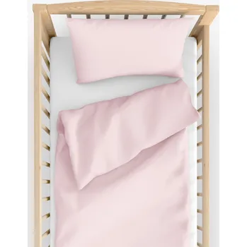 Povlečení Dětské bavlněné povlečení do postýlky - pudrově růžové 90 x 130 a 40 x 60 cm