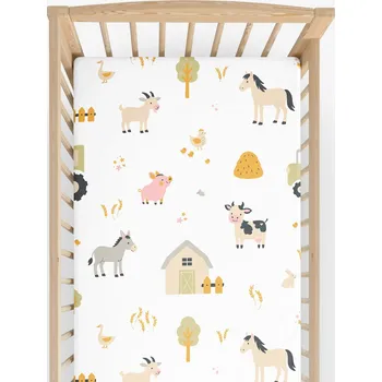 Prostěradlo Bavlněné napínací prostěradlo do dětské postýlky - Život na farmě 60 x 120 cm