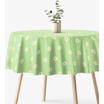 ubrus Kulatý teflonový ubrus - Kopretiny na zeleném Ø 100 cm