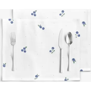 ubrus Prostírání na stůl 100% bavlněné plátno - Borůvky - sada 2ks 30 x 40 cm