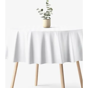 ubrus Kulatý damaškový ubrus - Bílé proužky se saténovým leskem Ø 100 cm