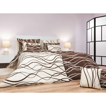 DADKA VRACOV Povlečení bavlna Vlny banánové/hnědé DUO 140x240, 70x90 cm