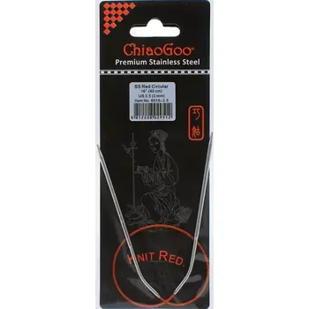 ChiaoGoo Knit Red ergonomické fixní kruhové jehlice 40 Cm 3mm (ChiaoGoo SS Knit RED™ Circulars - 16" 40 cm 3mm)