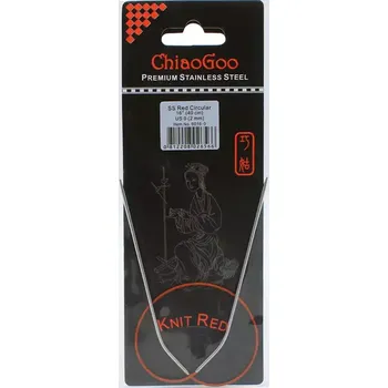ChiaoGoo Knit Red ergonomické fixní kruhové jehlice 40 Cm 2mm (ChiaoGoo SS Knit RED™ Circulars - 16" 40 cm 2mm)