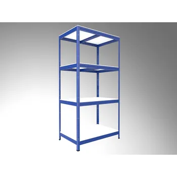 Dílenský regál Kovový regál do sklepa Biedrax 50 x 90 x 180 cm, modrý - 4 police bílé lamino 12mm