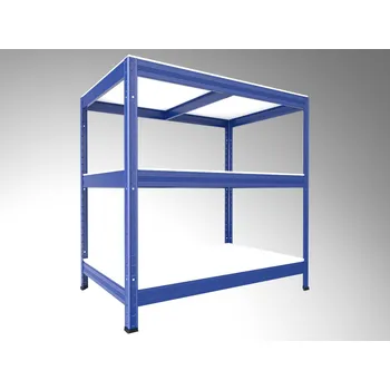 Dílenský regál Kovový regál bezšroubový Biedrax 60 x 60 x 90 cm, modrý - 3 police bílé lamino 12mm