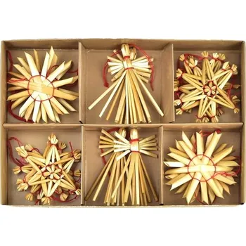 Vánoční dekorace DOMMIO Vánoční ozdoby - slaměné, 18 ks