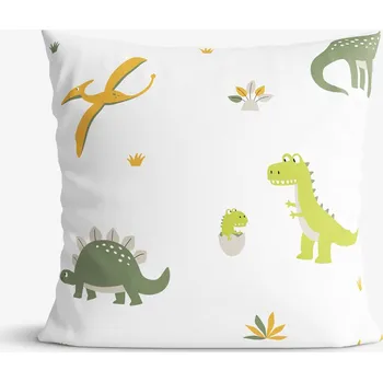 Povlak na polštářek Dětský bavlněný povlak na polštář - Dinosauří dobrodružství 40 x 40 cm