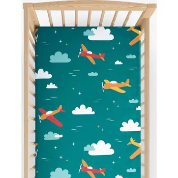 Prostěradlo Bavlněné napínací prostěradlo do dětské postýlky - Letecké dobrodružství 60 x 120 cm