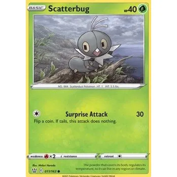 Karetní hra Pokémon BST 011/163 Scatterbug - Battle Styles Stav: Near Mint, Verze: REVERSE HOLO