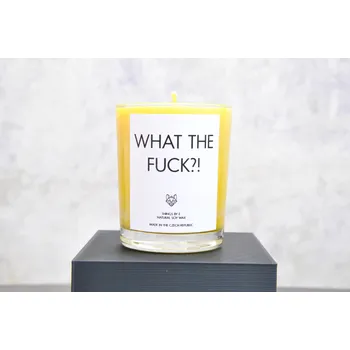Svíčka IRONIC CANDLES - WHAT THE FUCK?! Velikost svíčky / Size: Malá / Small, Barva a vůně / Color and scent: Bílá - JASMÍN