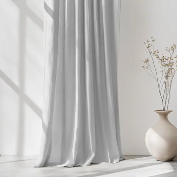 Závěs ze lněné směsi - šedý 140x145 cm