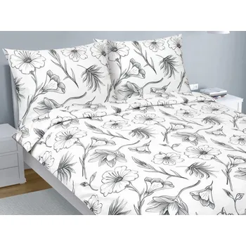 Povlečení bavlna na dvoudeku Bílá,Šedá BX1001459 - 1ks 180x220, 2ks 70x90 cm
