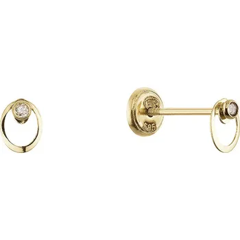 Náušnice EVOLUTION GROUP CZ Zlaté 14 karátové náušnice s briliantem - 91B00068