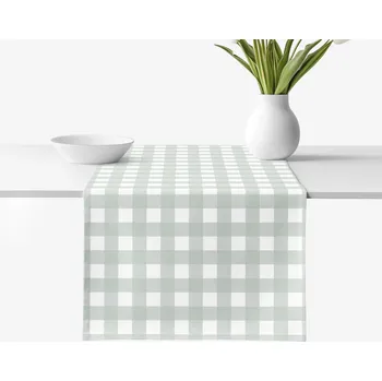 ubrus Běhoun na stůl 100% bavlněné plátno - Šalvějově zelené kostičky 35x140 cm