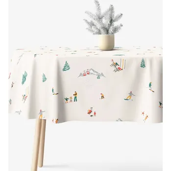 ubrus Oválný ubrus 100% bavlněné plátno - Zimní radovánky 120 x 160 cm