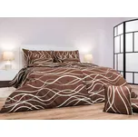 DADKA VRACOV Povlečení bavlna Vlny banánové na tmavě hnědém 140x240, 70x90 cm