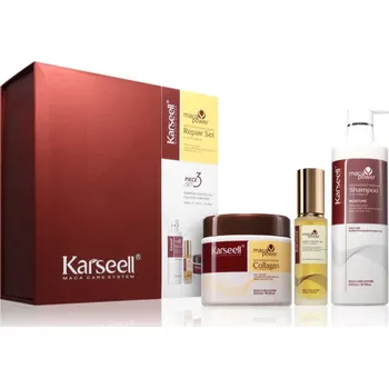 Kosmetická sada Karseell Repair Set Karseell Argan Oil Deep Repair Shampoo šampon pro poškozené vlasy 500 ml + Karseell Collagen Hair Mask maska na vlasy s kolagenem 500 ml + Karseell Moroccan Argan Oil regenerační olej na vlasy 50 ml kosmetická sada