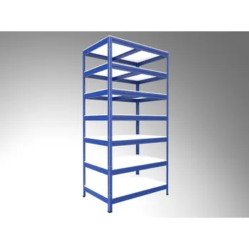 regál Kovový regál do domácnosti Biedrax 45 x 75 x 240 cm, modrý - 7 polic bílé lamino 12mm