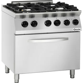 Sporák BARTSCHER Plynový sporák 4 hořáky s plynovou troubou, 800x730x910 mm | BARTSCHER, 1582011