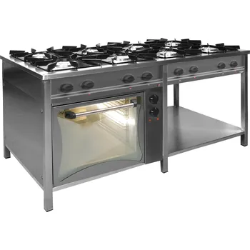 Sporák EGAZ Plynový gastronomický sporák 8-hořákový s elektrickou troubou a policí, 1760x900x850 mm, 44,9 kW | EGAZ, TGP-840/PKE-1