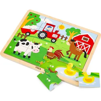 Dřevěná hračka BABU - Puzzle farma 51448