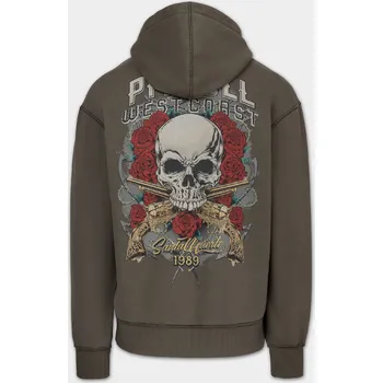 Pánská móda PitBull West Coast Pánská mikina SANTA MUERTE KPZ - tmavě zelená - PWC_PMSANMUERKPZ_BLK Velikosti: L