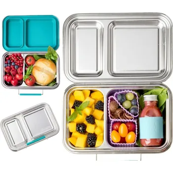 Svačinový box Lekkabox nerezový svačinový box Duo - Stainless steel petrol