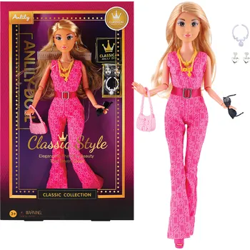 Dětské zboží Módní panenka s růžovými károvanými šaty