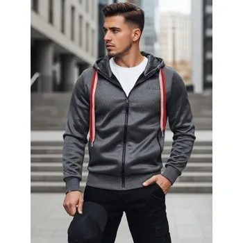 Pánské oblečení Dstreet Zajímavá grafitová mikina s kapucí