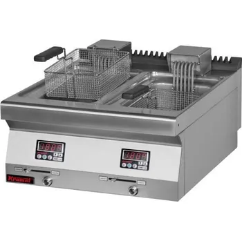 fritéza KROMET Nastavitelná elektrická fritéza dvoukomorová 8 l+8 l | KROMET, 700.FE-2x10f