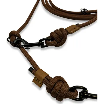 PafDog® Přepínací nastavitelné vodítko ADVENTURE 8mm, 11 délek, hnědé extra pevné DÉLKA VODÍTKA: 1.5 metru