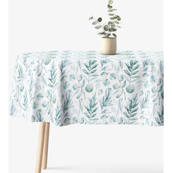 ubrus Oválný ubrus 100% bavlněné plátno Deluxe - Akvarelové lístky 120 x 160 cm