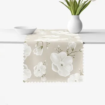ubrus Běhoun na stůl teflonový - Bílé květy 35x160 cm