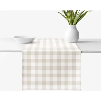ubrus Běhoun na stůl 100% bavlněné plátno - Latte kostičky 20x120 cm