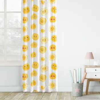 Závěs Dětský bavlněný závěs - Usměvavá sluníčka 140x150 cm