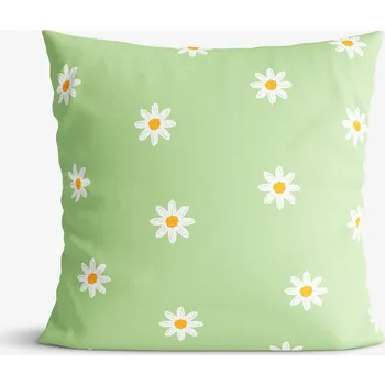 Povlak na polštářek Dekorační povlak na polštář - Kopretiny na zeleném 40 x 40 cm