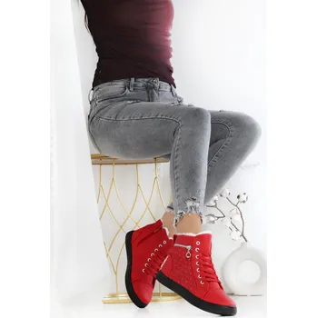 Dámská zimní obuv Cathay moda Červené zateplené tenisky 3025-8R.B Velikost: 41