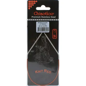 Jehlice ChiaoGoo Knit Red ergonomické fixní kruhové jehlice 30 Cm 2,75mm (ChiaoGoo SS Knit RED™ Circulars - 12" 30 cm 2,75mm)