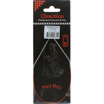 Jehlice ChiaoGoo Knit Red ergonomické fixní kruhové jehlice 30 Cm 2mm (ChiaoGoo SS Knit RED™ Circulars - 12" 30 cm 2mm)